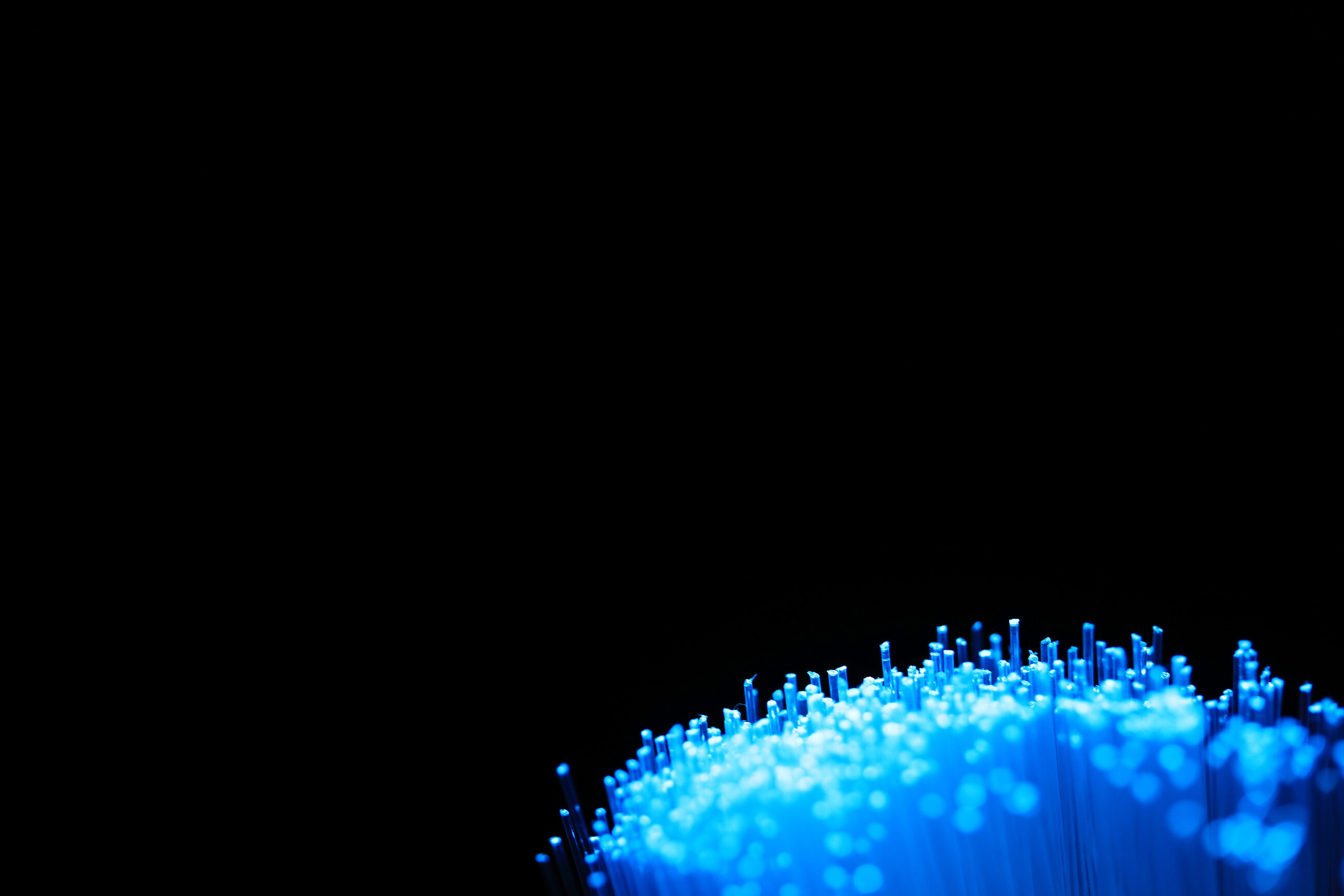 Fibre optic strands carrying light.